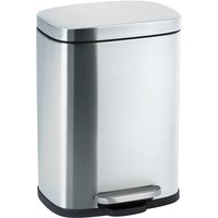 Treteimer Leno, Edelstahl matt 5 l, Kosmetikeimer, Abfalleimer, Silber matt, Edelstahl rostfrei satiniert, Polypropylen schwarz - silber matt - Wenko von Wenko