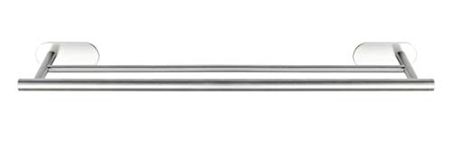 WENKO Turbo-Loc® Badetuchstange Orea Matt, Befestigen ohne bohren, 2 extra lange Handtuchstangen für Badetuch oder Handtücher, aus rostfreiem Edelstahl matt, 60 x 4,5 x 12 cm von WENKO