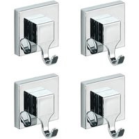 Vacuum-Loc® Haken-Set eckig, 2 x 2 Stück, 2 x 2er Set, Befestigen ohne bohren, Silber glänzend, Kunststoff (abs) chrom - silber glänzend - Wenko von Wenko