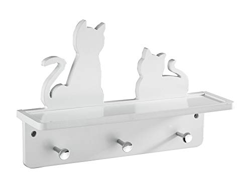 Wenko Wand-Garderobe Katzen mit Ablage, MDF, Weiß , 24.5 x 37 x 10 cm von WENKO