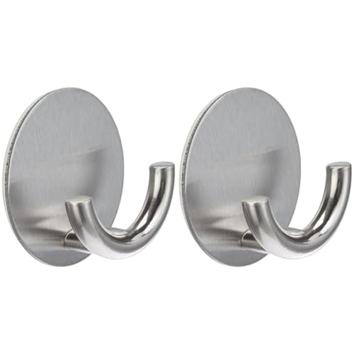 Wenko Wandhaken Rondo Edelstahl matt - selbstklebend, Edelstahl rostfrei, 5.3 x 2.5 x 5.3 cm, Matt (Packung mit 2) von WENKO