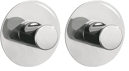 Wenko Wandhaken Savona - Handtuch-Haken, Kleiderhaken, selbstklebend, Edelstahl rostfrei, 5 x 2 x 5 cm, Glänzend (Packung mit 2) von WENKO