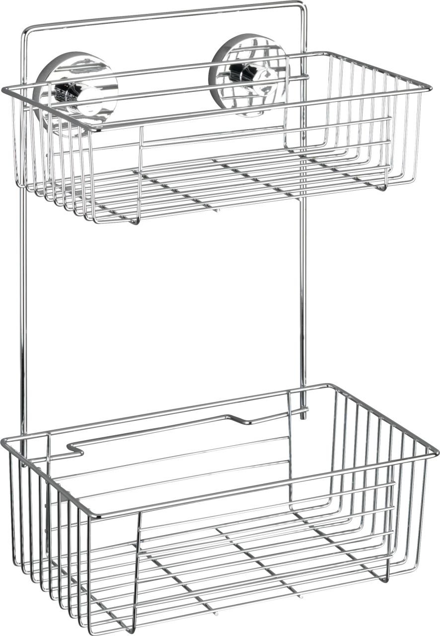 Wenko Wandregal Bari Vacuum-Loc Stahl, chrom, 2 Ablagen von Wenko