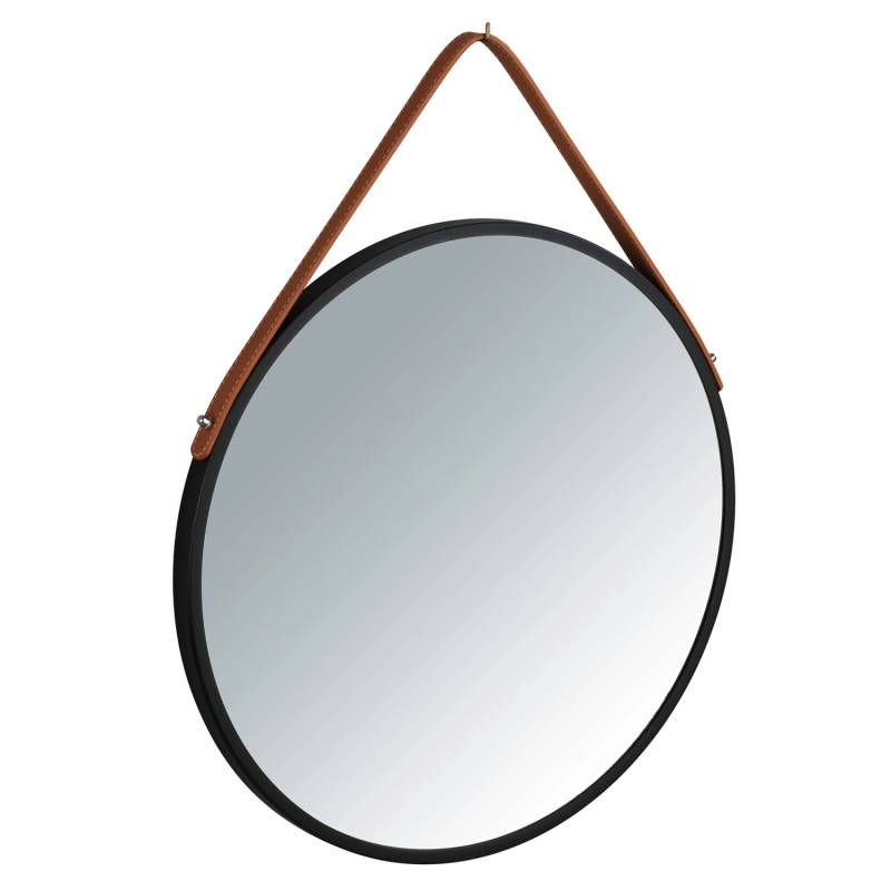 Wenko Wandspiegel Borrone Ø 40 cm Schwarz-Braun von Wenko