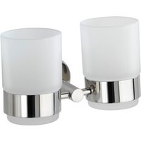 Wenko - Zahnputzbecherhalter Duo Bosio Edelstahl glänzend, Silber glänzend, Edelstahl rostfrei glänzend , Glas satiniert - silber glänzend Wenko - Zahnputzbecherhalter Duo Bosio Edelstahl glänzend, Silber glänzend, Edelstahl rostfrei glänzend , Glas satiniert - silber glänzend von Wenko