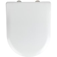Wenko - WC-Sitz Exclusive Nr. 5, aus antibakteriellem Duroplast, mit Absenkautomatik, Weiß, Duroplast weiß , Edelstahl rostfrei silber matt - weiß von Wenko