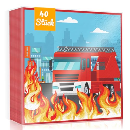 WenmthG 40 Stück Servietten Feuerwehr Kindergeburtstag Deko 33 x 33 cm - 40 Servietten Geburtstag Kinder weich Kein abfärben, Feuerwehr Servietten Deko WenmthG 40 Stück Servietten Feuerwehr Kindergeburtstag Deko 33 x 33 cm - 40 Servietten Geburtstag Kinder weich Kein abfärben, Feuerwehr Servietten Deko von WenmthG