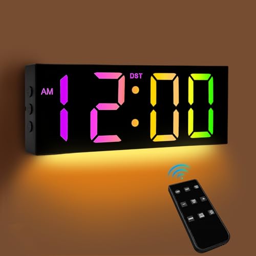 Digitale Wanduhr LED Wanduhr große mit 12 inch Display, Bunte Digitaluhr mit Nachtlicht mit Fernbedienung, leise dimmbar geeignet für Wohnzimmer,Schlafzimmer,Büro,Schreibtisch Digitale Wanduhr LED Wanduhr große mit 12 inch Display, Bunte Digitaluhr mit Nachtlicht mit Fernbedienung, leise dimmbar geeignet für Wohnzimmer,Schlafzimmer,Büro,Schreibtisch von Wenosda