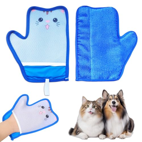Wenosda 2-teiliges Set Fell Magnet Handschuh Hair Remover Glove, 24x17cm Doppelseitige Tierhaarentferner Handschuh Für antistatische Entfilzung bei Katzen/Hunden, Sofas und Kleidung, wiederverwendbar von Wenosda