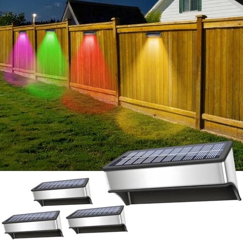 Wenosda Solarlampen für Außen, 4 Stück Solar lampen für Außen Garten IP65 Wasserdicht Gartenleuchten Solar Aussenleuchte 8 RGB Farbe LED, Wasserdichte Außenwandleuchten für Aussen Garten von Wenosda