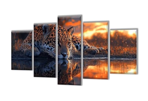 Diamond Painting 5 Teilig Leopard Sonnenuntergang Diamond Painting Kinder, Groß XXL Diamant Malerei Kreuzstich Basteln Erwachsene, DIY Voll Set Diamant Crystal Art Set, Home Décor 275x165cm q-3 Diamond Painting 5 Teilig Leopard Sonnenuntergang Diamond Painting Kinder, Groß XXL Diamant Malerei Kreuzstich Basteln Erwachsene, DIY Voll Set Diamant Crystal Art Set, Home Décor 275x165cm q-3 von Wenpeef