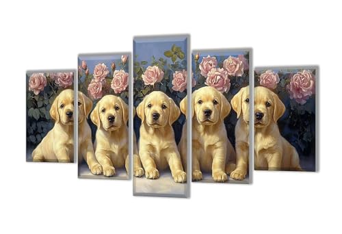 Diamond Painting 5 Teilig Rose Golden Retriever Diamond Painting Kinder, Groß XXL Diamant Malerei Kreuzstich Basteln Erwachsene, DIY Voll Set Diamant Crystal Art Set, Mädchen Geschenke 50x30cm q-50 Diamond Painting 5 Teilig Rose Golden Retriever Diamond Painting Kinder, Groß XXL Diamant Malerei Kreuzstich Basteln Erwachsene, DIY Voll Set Diamant Crystal Art Set, Mädchen Geschenke 50x30cm q-50 von Wenpeef