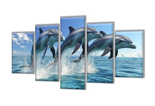 Diamond Painting 5 Teilig Tier Delphin Diamond Painting Kinder, Groß Diamant Malerei Kreuzstich Basteln Erwachsene, DIY Voll Set Diamant Crystal Art Set, Home Décor Mädchen Geschenke 50x30cm q-13 Diamond Painting 5 Teilig Tier Delphin Diamond Painting Kinder, Groß Diamant Malerei Kreuzstich Basteln Erwachsene, DIY Voll Set Diamant Crystal Art Set, Home Décor Mädchen Geschenke 50x30cm q-13 von Wenpeef