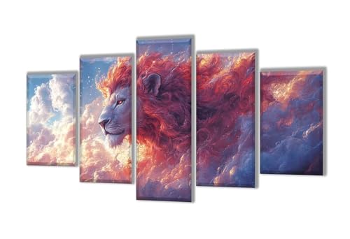 Diamond Painting 5 Teilig Tier Löwe Diamond Painting Kinder, Groß Diamant Malerei Kreuzstich Basteln Erwachsene, DIY Voll Set Diamant Crystal Art Set, Home Décor Mädchen Geschenke 175x105cm q-8 Diamond Painting 5 Teilig Tier Löwe Diamond Painting Kinder, Groß Diamant Malerei Kreuzstich Basteln Erwachsene, DIY Voll Set Diamant Crystal Art Set, Home Décor Mädchen Geschenke 175x105cm q-8 von Wenpeef