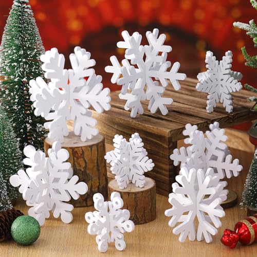 Wenqik 16 Stück Weihnachten Holz Schneeflocke Dekor Winter Tischdekorationen 3D Tischschilder Stehende Mittelstück abgestufte Tablett-Dekorationen für Winter, Weiss/opulenter Garten Wenqik 16 Stück Weihnachten Holz Schneeflocke Dekor Winter Tischdekorationen 3D Tischschilder Stehende Mittelstück abgestufte Tablett-Dekorationen für Winter, Weiss/opulenter Garten von Wenqik