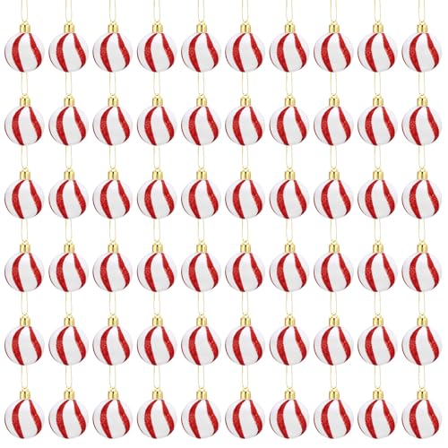 Wenqik Kleine Weihnachtskugeln für Baum, 3,8 cm, Rot und Weiß, dekorative Hängeornamente mit Aufhängeschlaufe für Weihnachten, Urlaub, Party, Dekoration, 12 Stück, 60 Stück Wenqik Kleine Weihnachtskugeln für Baum, 3,8 cm, Rot und Weiß, dekorative Hängeornamente mit Aufhängeschlaufe für Weihnachten, Urlaub, Party, Dekoration, 12 Stück, 60 Stück von Wenqik