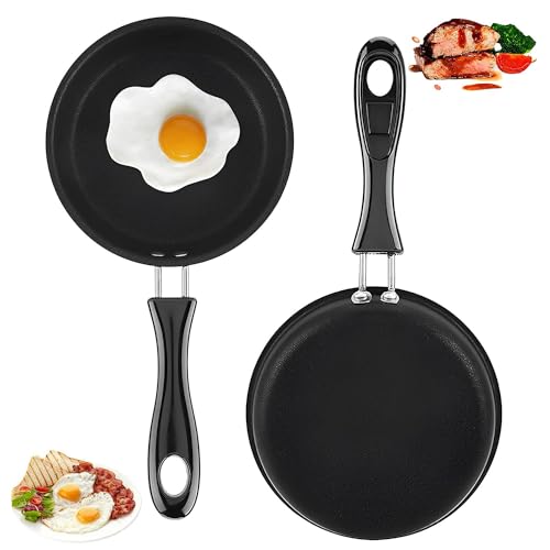 2 Stück Tragbare Mini-bratpfanne, Kleine Pfanne, Antihaftbeschichtung Omelettpfanne, Mini-Pfanne für ein Ei, Mini Bratpfanne, Antihaft Frying Pan mit Griff, Bratpfanne, für Gasherd, Induktionsherd von Wenrou