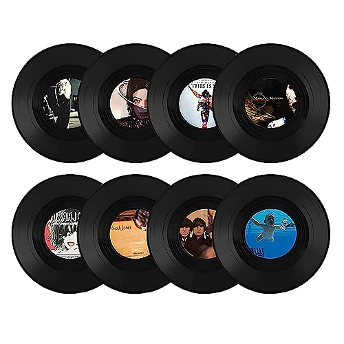 8 Stück Schallplatten Wanddekoration, Musik Party Wand Dekor, Schallplatten Dekoration Wand, Deko Schallplatten, Musik Platten Deko Wand, für Bar, Café, Party, Wand Deko (7 Zoll,Zufälliges Muster) von Wenrou