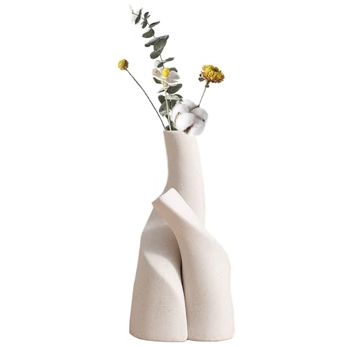 Vase, 2er Set, Keramik Vase Matt, Modernes Keramikvasen, Vasen Deko, Blumenvase, Moderne Wohnkultur, Vasen Set, Zur Lagerung Von Trockenblumen& Frische Blumen, Für Haus Büro Deko Dekoration Vasen von Wenrou