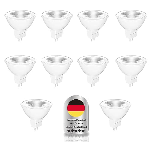 MR16 LED Leuchtmittel GU5.3 12V LED Strahler Birne Tageslicht Weiß 2700K Leuchtmittel 50W Halogenlampe Entspricht 500 Lumen Nicht dimmbar Strahler 10 Stück (Warmweiß) von Wenscha