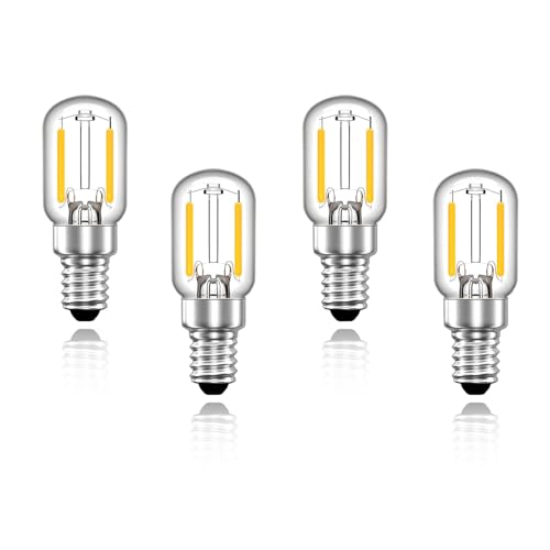 Wenscha E14 LED Glühbirne Warmweiss 2W T22 Vintage Edison Birne, Amber Filament Kühlschrankbirne Mini Röhrenbirne 2700K Ersatz 10W Glühlampe, Nicht Dimmbar, 4 Stück Wenscha E14 LED Glühbirne Warmweiss 2W T22 Vintage Edison Birne, Amber Filament Kühlschrankbirne Mini Röhrenbirne 2700K Ersatz 10W Glühlampe, Nicht Dimmbar, 4 Stück von Wenscha