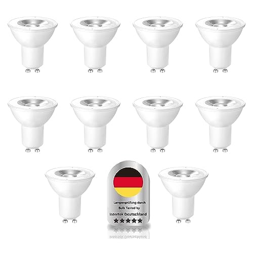 Wenscha GU10 LED Warmweiss Glühbirne, 5W Ersetzt 32W Halogenlampen,2700K LED GU10 Warmweiss, Abstrahlwinkel 120° Flimmerfrei Strahler, Nicht Dimmbar Reflektorlampen, 10er-Pack von Wenscha