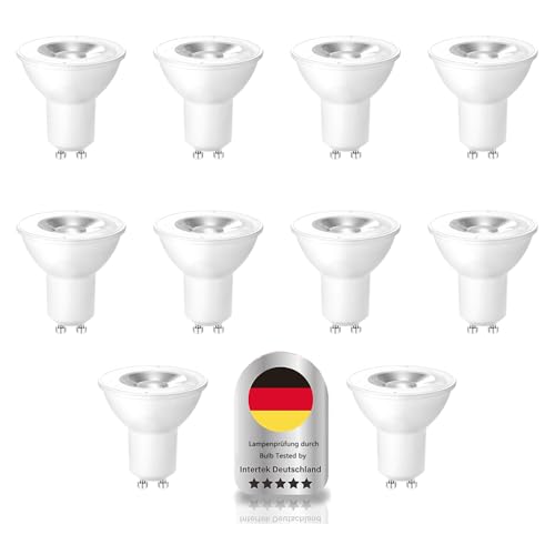 Wenscha GU10 LED Warmweiss Glühbirne, 5W Ersetzt 32W Halogenlampen,4000K LED GU10 Naturweiß, Abstrahlwinkel 120° Flimmerfrei Strahler, Nicht Dimmbar Reflektorlampen, 10er-Pack (Naturweiß) von Wenscha