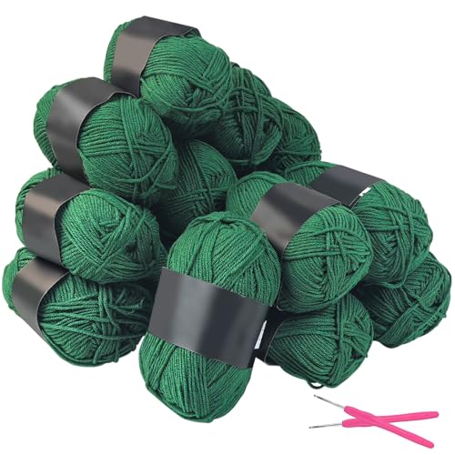 15-Packungen Acrylgarn-Knäuel mit Häkelhaken Uni Strickgarn aus 100% Polyacryl 50g/132m Grün 15-Packungen Acrylgarn-Knäuel mit Häkelhaken Uni Strickgarn aus 100% Polyacryl 50g/132m Grün von Wensdr