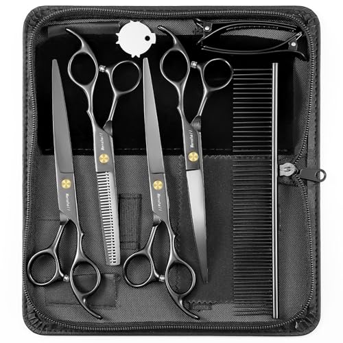 Wenshall 7,0 Zoll Hundepflege Schere Set Hund gerade Schere & Ausdünnungsschere & Gebogene Schere & chunker & Comb 5Stk Set Wenshall 7,0 Zoll Hundepflege Schere Set Hund gerade Schere & Ausdünnungsschere & Gebogene Schere & chunker & Comb 5Stk Set von Wenshall