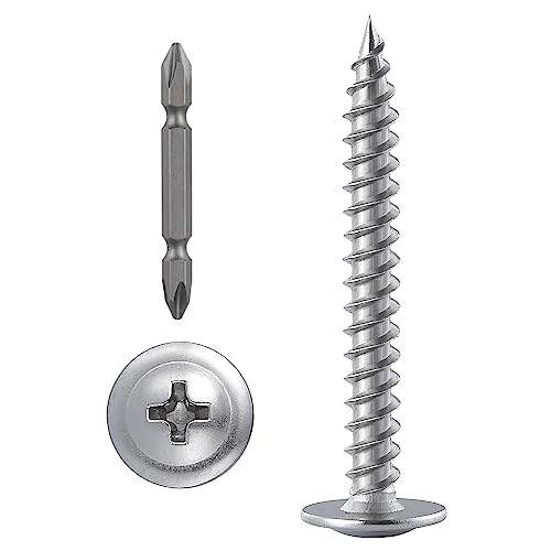 #8 × 5 Zoll Kreuzschlitz-Holzschrauben Edelstahl 410 schnell Metall selbstschneidend (100 Stück) von Wensilon