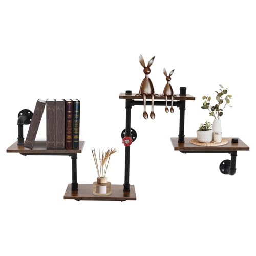 Industrielle Rohrleitungsregale Regale Wandmontage, Schichten Schweberegal, Retro Rustic Industrial Regal für Bar Küche Wohnzimmer von Wensiy