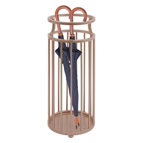Wensiy Schirmständer Freistehend aus Metall - Eleganter Regenschirmständer mit Auffangschale, Schirmständer für Eingangsbereich, Büro & Hotel, Rostfrei & Stilvoll (Roségold) von Wensiy