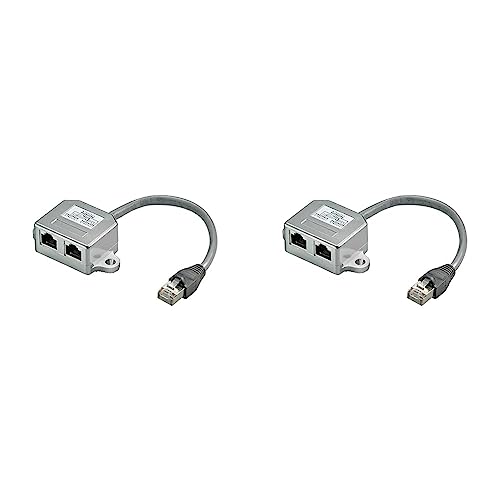 Goobay Netzwerk Adapter (Cat 5 Ethernet und ISDN RJ45 Stecker auf 2X RJ45 Buchse) Silber (Packung mit 2) von Wentronic