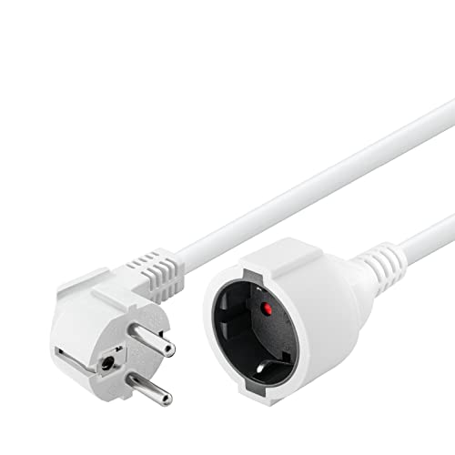 Goobay 93087 Gewinkeltes Strom Verlängerungskabel / Schutzkontakt Stecker 250V Schutzkontakt 3 Meter Stromkabel Verlängerung für Innenbereich / Weiß / 3m von goobay