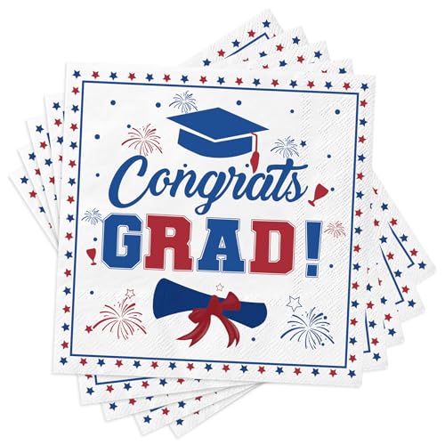 Servietten Abschluss Weiß Blau, Wentsent 40 Stück Servietten Graduation Bachelor Doktor Party Servietten Napkins Tischdeko Abschluss Party Partygeschirr Abschlussfeier Dekoration von Wentsent