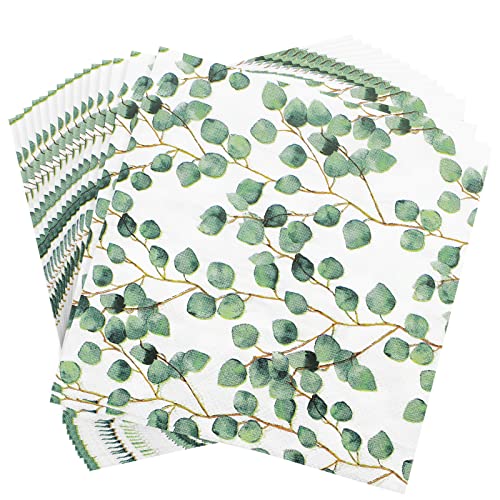 Servietten Eukalyptus | 80 Stück Servietten Grün | Servietten Hochzeit | Tisch Dekorationen | Party Tischdeko | Papierserviette für Hochzeit | Konfirmation | Baby Shower（Transportzeit 2-3 Tage） von Wentsent
