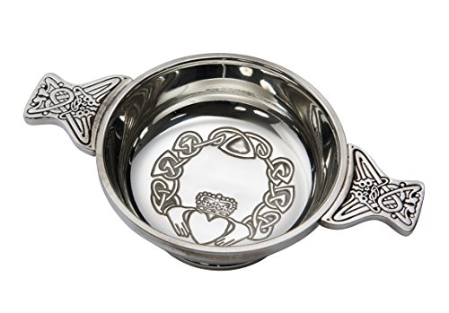 Wentworth Pewter – Großer Claddagh-Quaich aus Zinn – Whisky-Verkostungsschale, Liebesbecher, Burns Night von Wentworth Pewter