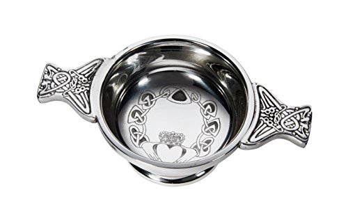 Wentworth Pewter – Kleiner Claddagh-Quaich aus Zinn – Whisky-Verkostungsschale, Liebesbecher, Burns Night von Wentworth Pewter