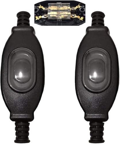 2 Stück Schnurzwischenschalter, Lampen Schalter Wasserdichter IP65 Push Button Switch 2 Pin Wasserdicht Zwischenschalter 2 Polig Kabel Schalter Schwarz 250V Für den Schreibtisch Schlafzimmerlampe von Wenxiaw