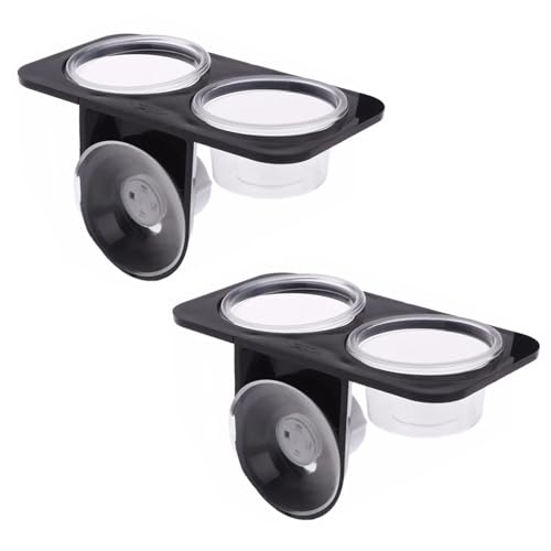 2PCS Reptile Feeder mit Saugnapf Double Feeding Cup mit Saugnapf Reptilien Echse Feeder Kleiner Gecko Futtertassen Reptilien Feeder Für Reptilien, Wasser und Futternapf, Insekten, Gecko Futter von Wenxiaw