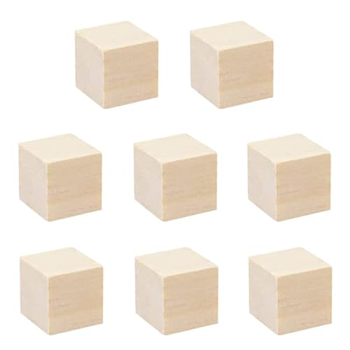 8 Stück Holzwürfel Blanko, Holzwürfel 50x50x50mm DIY Holz Quadrat Würfel Natürliches Unbehandelt Würfel Holzblöcke Natürliche Holzblöcke Schnitzblöcke Für Malen, Bastel, DIY Handwerk, Zahlen von Wenxiaw