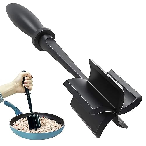 Beef Masher, Fleischhacker ABS Stampfer und Zerkleinerer Gemahlenes Fleischzerkleinerer Meat Masher Non Stick Hitzebeständiger Kartoffelstampfer Für Stirring Hackfleisch Hamburger Obst, Schwarz von Wenxiaw