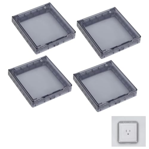 Schalter Abdeckungen Stecker Box, Tranparente Schwarz Steckdosenabdeckung Typ 86 Flip Steckdose Abdeckung Selbstklebend Steckdosenschutz Abdeckungen Für Zuhause,Draußen,Hauchdünn Wasserdicht,4 Stück von Wenxiaw