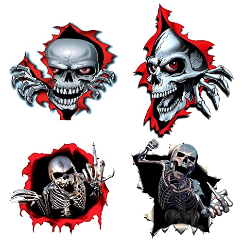 Wenxiaw 4 Stücke Skull Aufkleber Auto Totenkopf Sticker Totenköpfe Autoaufkleber Stickers Motorsport Schädel Aufkleber Motorrad Vintage Aufkleber Sticker für Motorrad Fahrrad Roller Oder Auto von Wenxiaw