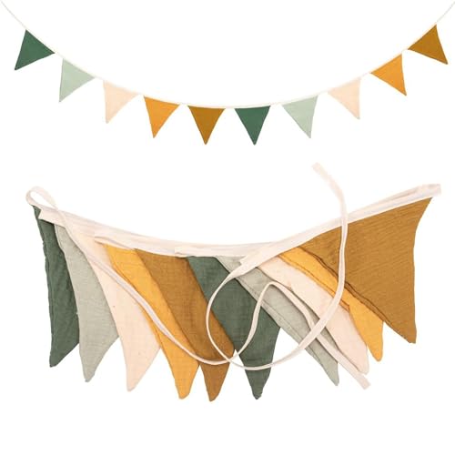Wimpelkette Geburtstag Stoff Wimpelkette Kaffee Braun Wimpelkette Kinderzimmer Wimpelgirlande Wimpelkette Kinderzimmer Kinderzimmer Deko Wimpelkette für Kinderzimmer Geburtstag Party Dekor（2.6m） von Wenyue