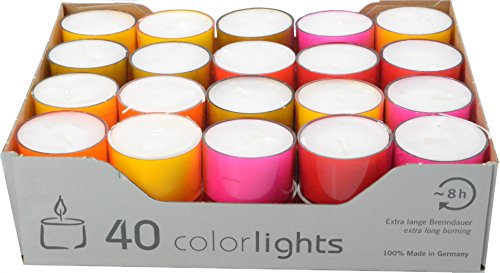 Wenzel-Kerzen Colorlights-Winter Edition Teelichte 8h Brenndauer, farbige PC Hüllen, bunt gemischt-Crazy Mix, 24 mm hoch, Durchmesser 38 mm, 1020 von Wenzel-Kerzen
