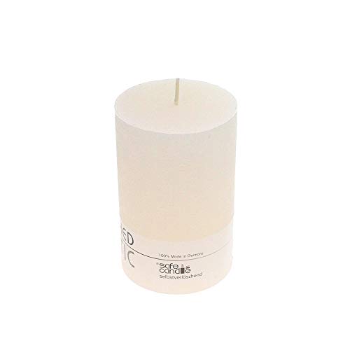 Wenzel Kerze Rustic 110×70mm selbstverlöschend Safe Candle Stumpenkerze Tischkerze, Farbe:wollweiß von Wenzel
