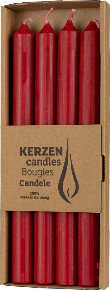 Wenzel Stumpenkerze Stabkerzen 'Rustik' Ø 2,2 x 25 cm, 4er Pack von Wenzel