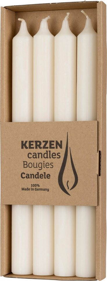 Wenzel Stumpenkerze Stabkerzen 'Rustik' Ø 2,2 x 25 cm, 4er Pack von Wenzel
