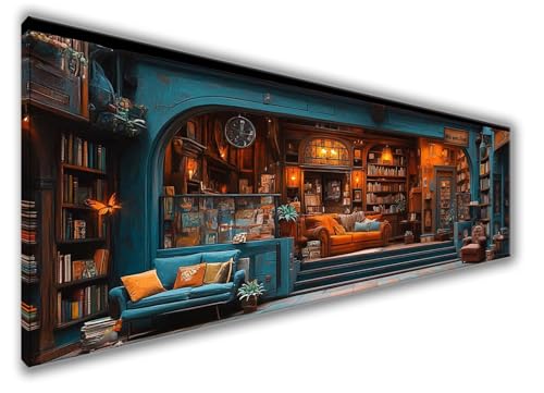Diamond Painting Erwachsene Groß XXL 60x20cm Diamond Painting Buchhandlung Diamant Painting Bilder Anfänger, Diamond Painting Sofa Bastelset Mädchen,Stickerei Kreuzstich DIY Set Deko Wohnzimmer WQ-534 von Weoqion
